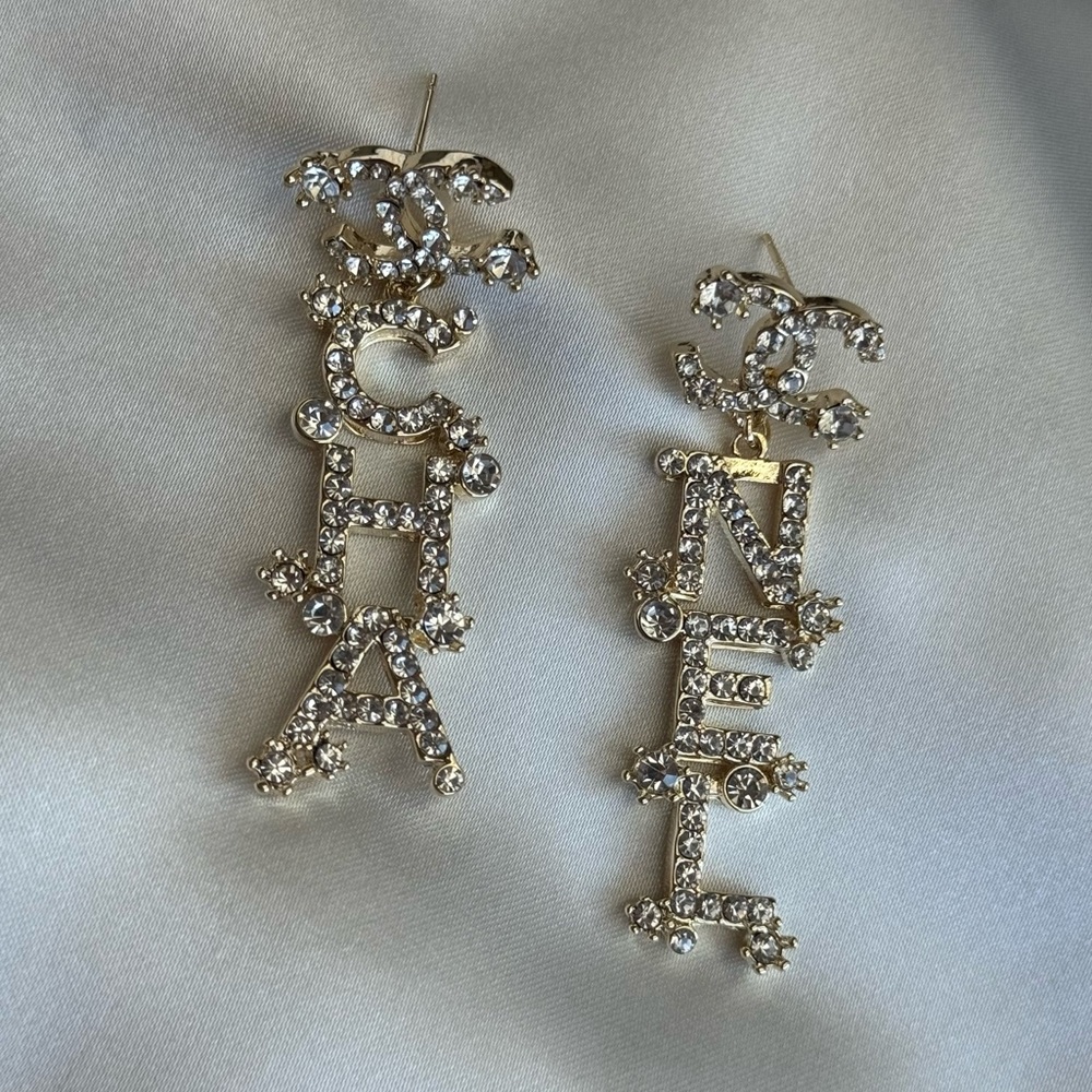 Gold and Silver Chanel Crystal Earrings - Picture 2 of 2